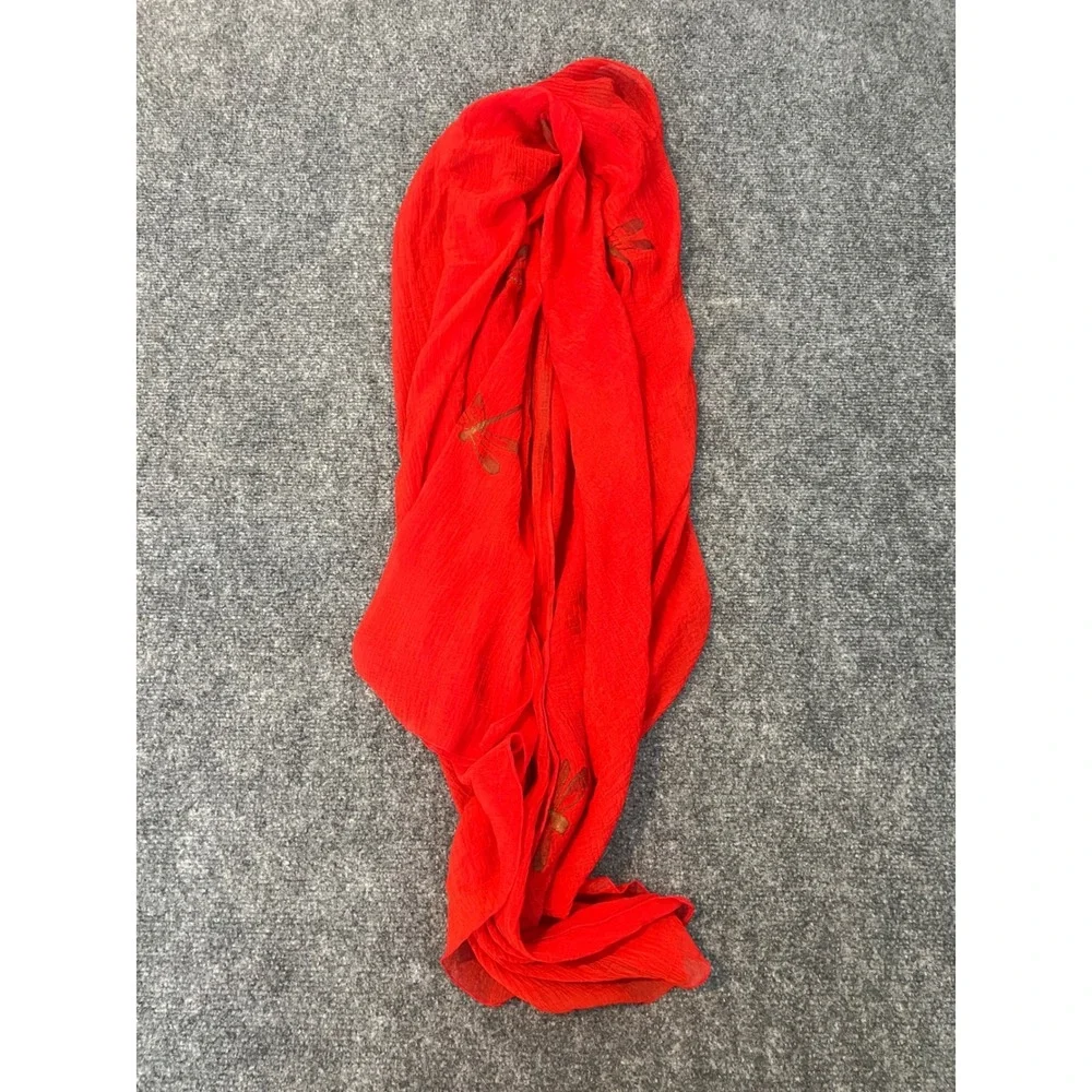 Boho Red Dragonfly Textured Gauze Scarf Wrap | Unknown Brand